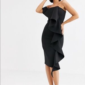New. Lavish Alice Bardot Exaggerated Frill Dress Black Size 4